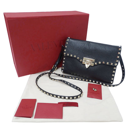 Valentino Garavani ヴァレンティノ・ガラヴァーニ ショルダーバッグ ブラック レザー レディース 【中古】