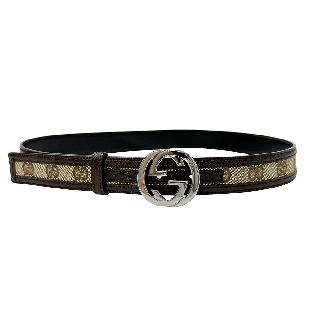 GUCCI グッチ インターロッキング GGキャンバス ベルト ブラウン 114874.1476 キャンバス レディース 【中古】