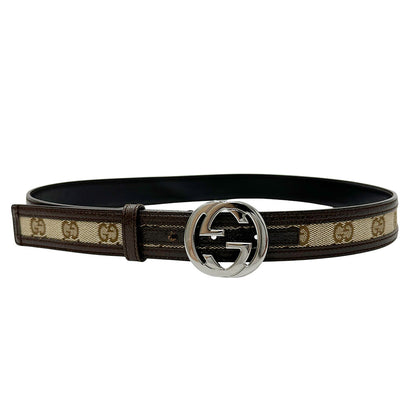 GUCCI グッチ インターロッキング GGキャンバス ベルト ブラウン 114874.1476 キャンバス レディース 【中古】