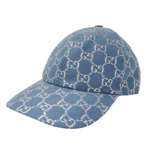 GUCCI グッチ ベースボールキャップ キャップ GGラメ ブルー 631953 ウール レディース 【中古】