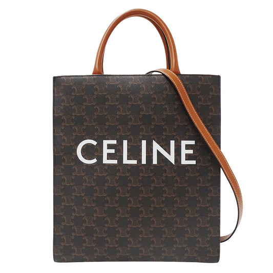CELINE セリーヌ バーティカルカバ スモール 2wayバッグ トリオンフ ダークブラウン 191542 レディース 【中古】