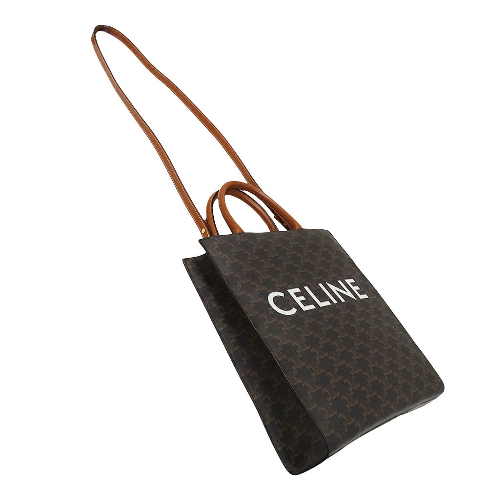 CELINE セリーヌ バーティカルカバ スモール 2wayバッグ トリオンフ ダークブラウン 191542 レディース 【中古】