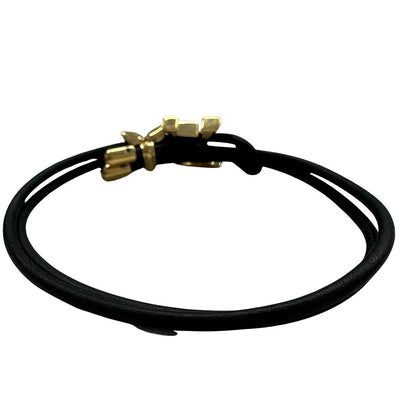 LOUIS VUITTON ルイ・ヴィトン ブレスレット LVブルーム ブレスレット レザー ノワール ゴールド金具 メンズ M842Z 【中古】