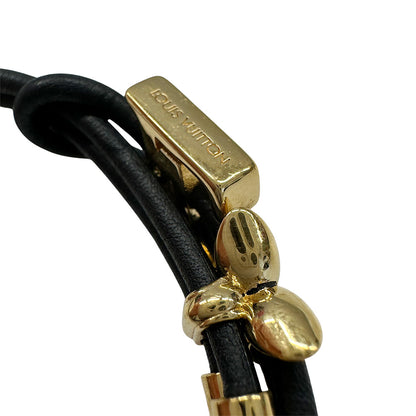 LOUIS VUITTON ルイ・ヴィトン ブレスレット LVブルーム ブレスレット レザー ノワール ゴールド金具 メンズ M842Z 【中古】