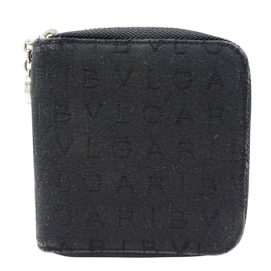 BVLGARI ブルガリ 二つ折り財布 ブルガリブルガリ ロゴマニア ブラック 22244 キャンバス メンズ 【中古】