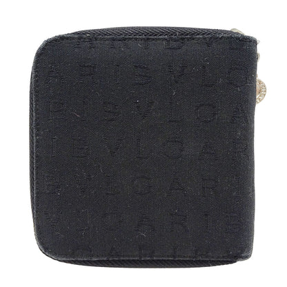 BVLGARI ブルガリ 二つ折り財布 ブルガリブルガリ ロゴマニア ブラック 22244 キャンバス メンズ 【中古】