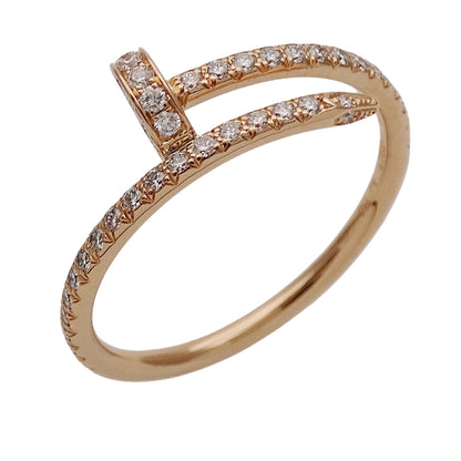 Cartier カルティエ ジュストアンクル スモール セミパヴェ リング 指輪 750PG ピンクゴールド ダイヤモンド #55 レディース メンズ 磨き済み 【中古】