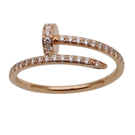 Cartier カルティエ ジュストアンクル スモール セミパヴェ リング 指輪 750PG ピンクゴールド ダイヤモンド #55 レディース メンズ 磨き済み 【中古】