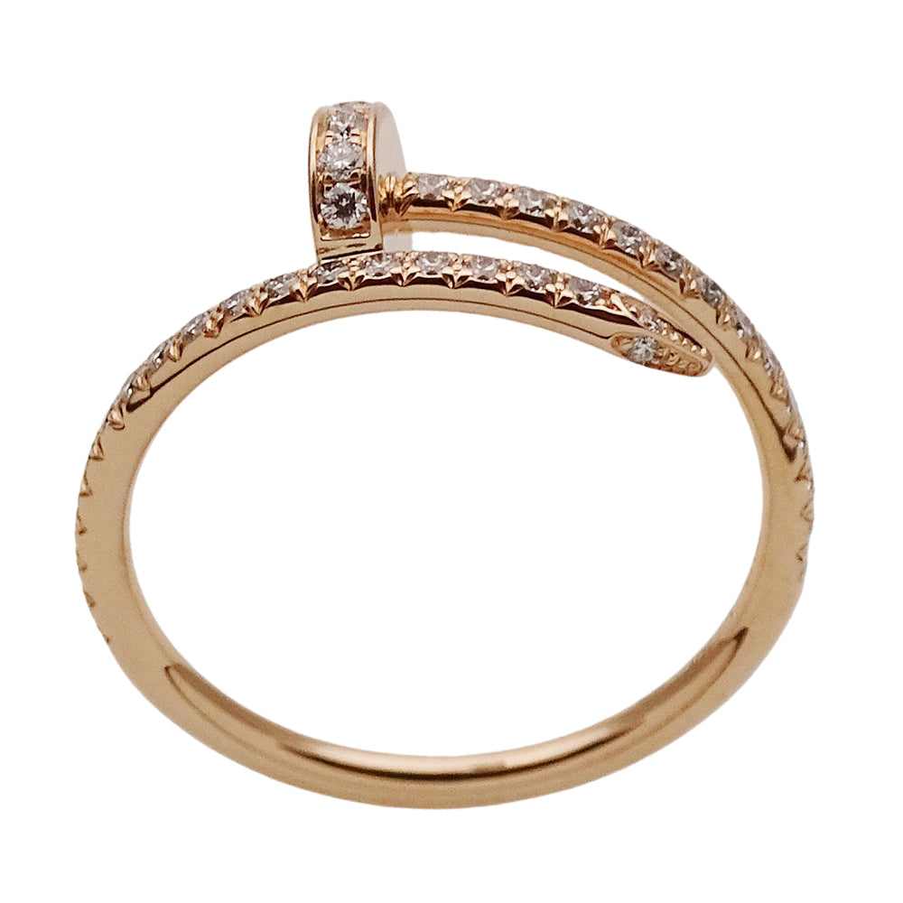 Cartier カルティエ ジュストアンクル スモール セミパヴェ リング 指輪 750PG ピンクゴールド ダイヤモンド #55 レディース メンズ 磨き済み 【中古】