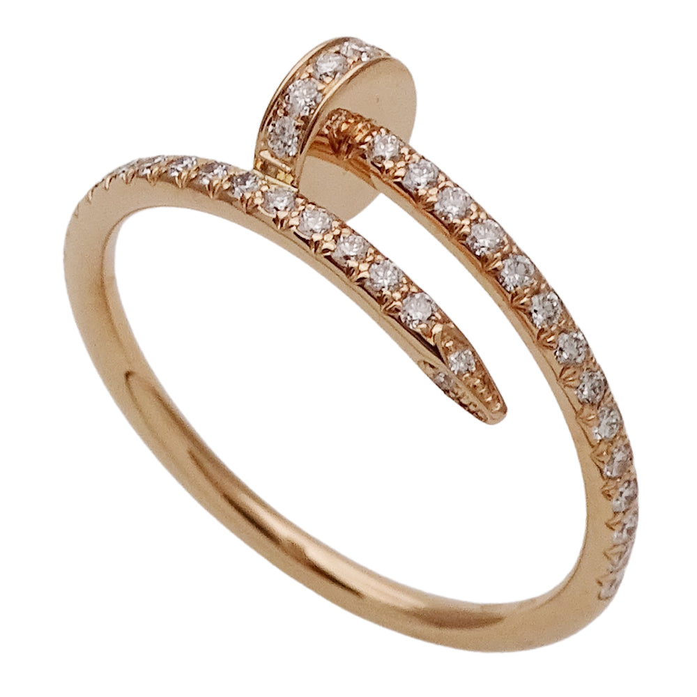 Cartier カルティエ ジュストアンクル スモール セミパヴェ リング 指輪 750PG ピンクゴールド ダイヤモンド #55 レディース メンズ 磨き済み 【中古】