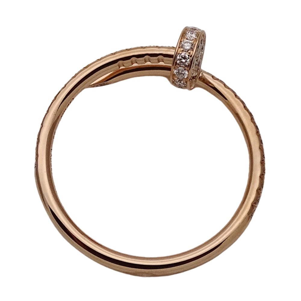 Cartier カルティエ ジュストアンクル スモール セミパヴェ リング 指輪 750PG ピンクゴールド ダイヤモンド #55 レディース メンズ 磨き済み 【中古】