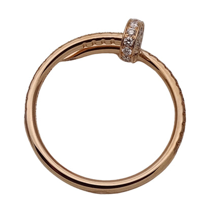 Cartier カルティエ ジュストアンクル スモール セミパヴェ リング 指輪 750PG ピンクゴールド ダイヤモンド #55 レディース メンズ 磨き済み 【中古】