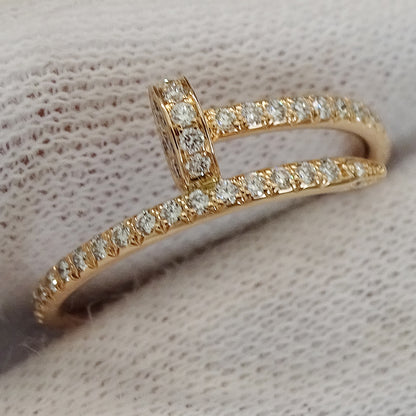 Cartier カルティエ ジュストアンクル スモール セミパヴェ リング 指輪 750PG ピンクゴールド ダイヤモンド #55 レディース メンズ 磨き済み 【中古】
