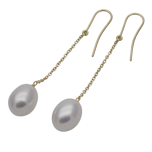TIFFANY&Co. ティファニー パール バイザヤード チェーン ピアス 750YG イエローゴールド レディース 磨き済み 【中古】