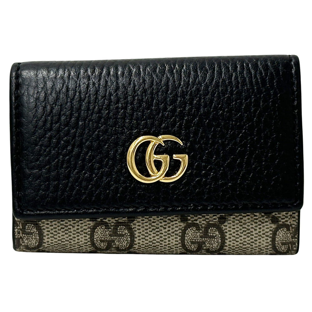 GUCCI グッチ プチマーモント キーケース GGスプリーム ブラック ブラウン 456118 レザー レディース メンズ 【中古】