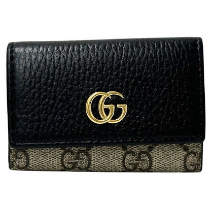 GUCCI グッチ プチマーモント キーケース GGスプリーム ブラック ブラウン 456118 レザー レディース メンズ 【中古】
