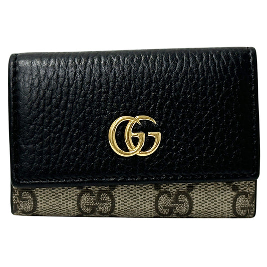 GUCCI グッチ プチマーモント キーケース GGスプリーム ブラック ブラウン 456118 レザー レディース メンズ 【中古】