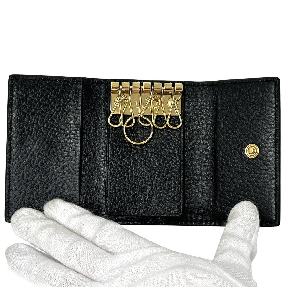 GUCCI グッチ プチマーモント キーケース GGスプリーム ブラック ブラウン 456118 レザー レディース メンズ 【中古】