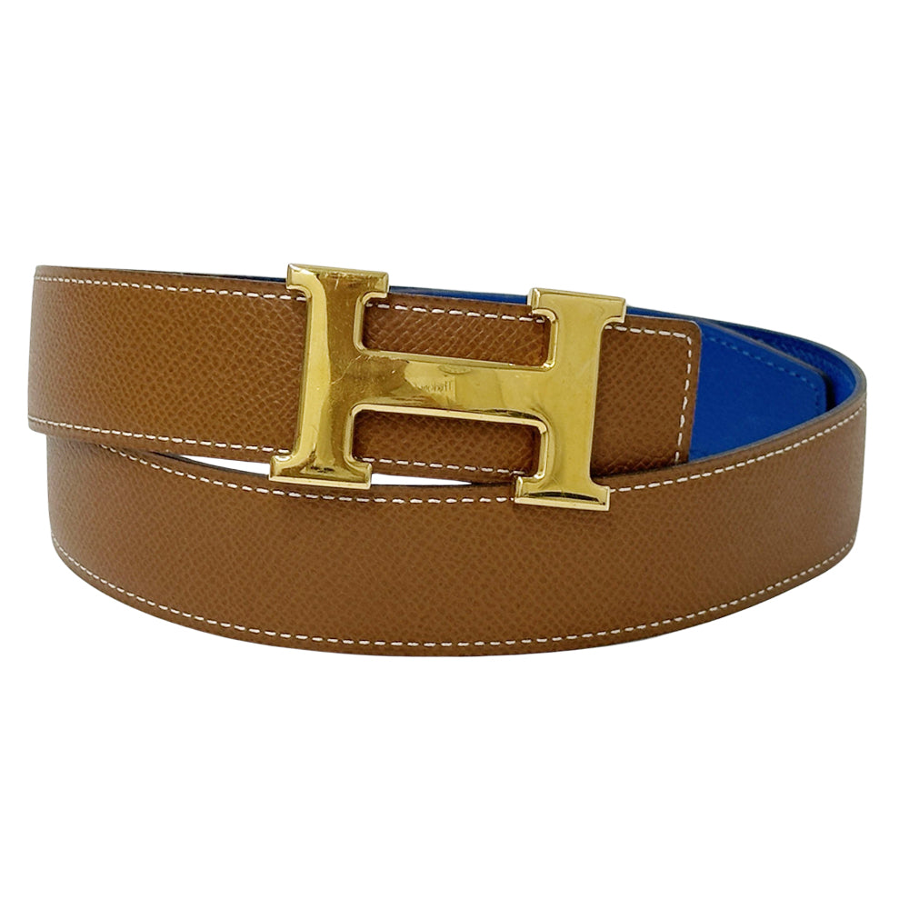 HERMES エルメス ベルト コンスタンス ブラウン ブルー ヴォーエプソン レディース 【中古】
