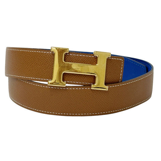 HERMES エルメス ベルト コンスタンス ブラウン ブルー ヴォーエプソン レディース 【中古】