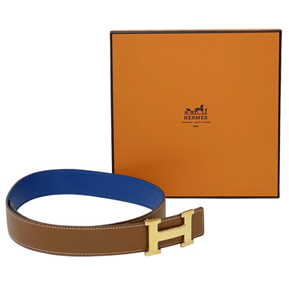 HERMES エルメス ベルト コンスタンス ブラウン ブルー ヴォーエプソン レディース 【中古】