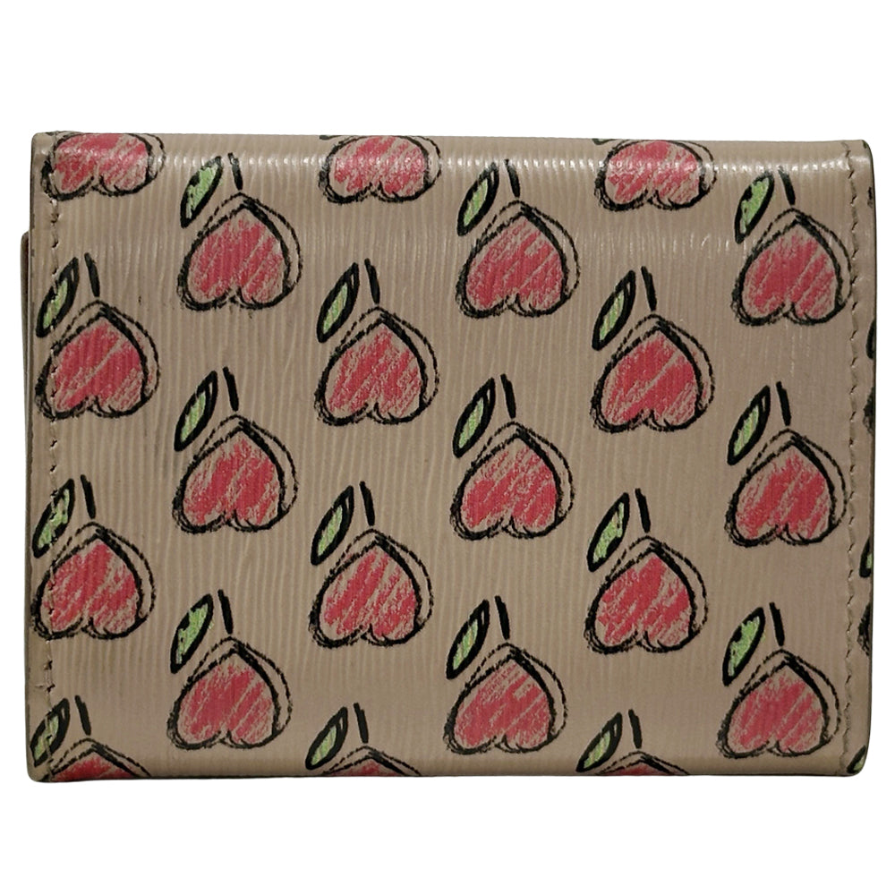 PRADA プラダ コンパクトウォレット 三つ折り財布 ベージュ ピンク レザー レディース 【中古】