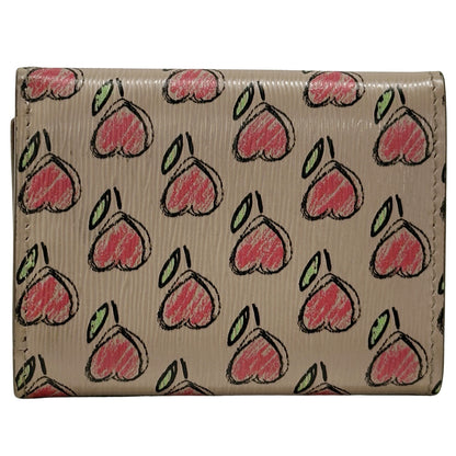 PRADA プラダ コンパクトウォレット 三つ折り財布 ベージュ ピンク レザー レディース 【中古】