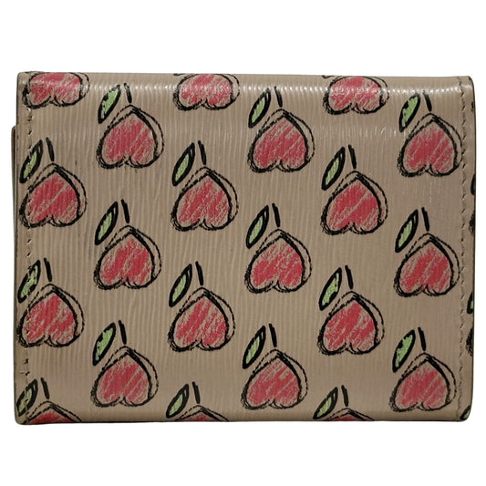 PRADA プラダ コンパクトウォレット 三つ折り財布 ベージュ ピンク レザー レディース 【中古】