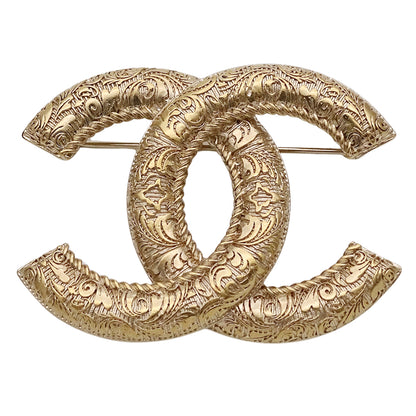 CHANEL シャネル ブローチ ココ カーヴィング メタル ゴールド レディース 【中古】