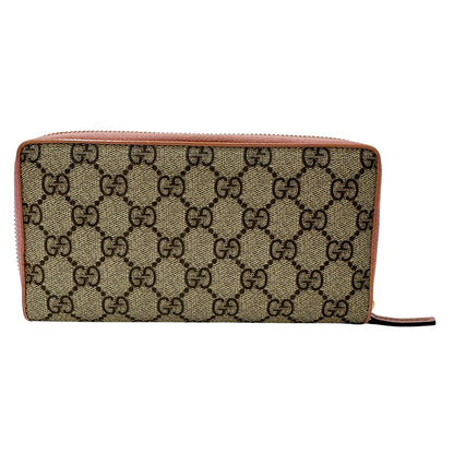 GUCCI グッチ GGスプリーム 長財布 プチマーモント グレー ピンク 388680 PVC レディース 【中古】