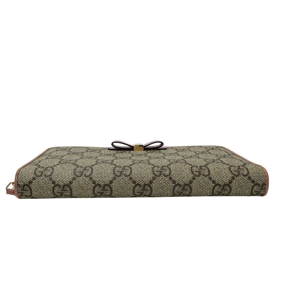 GUCCI グッチ GGスプリーム 長財布 プチマーモント グレー ピンク 388680 PVC レディース 【中古】
