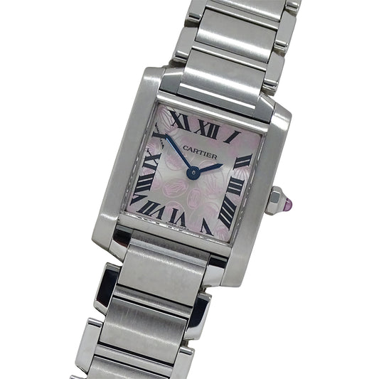 Cartier カルティエ タンクフランセーズ W51031Q3 レディース 腕時計 2006年クリスマス限定 クオーツ QZ ステンレス SS ピンク 磨き済み 【中古】