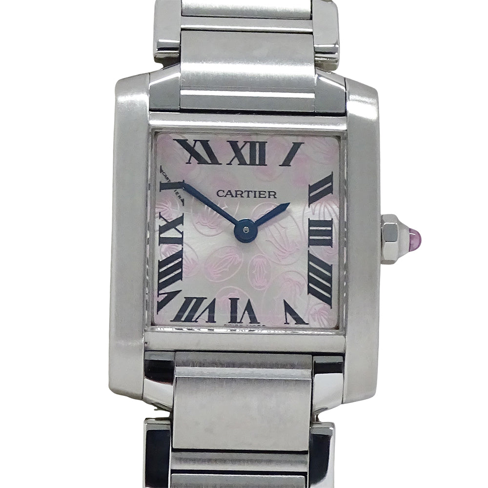 Cartier カルティエ タンクフランセーズ W51031Q3 レディース 腕時計 2006年クリスマス限定 クオーツ QZ ステンレス SS ピンク 磨き済み 【中古】