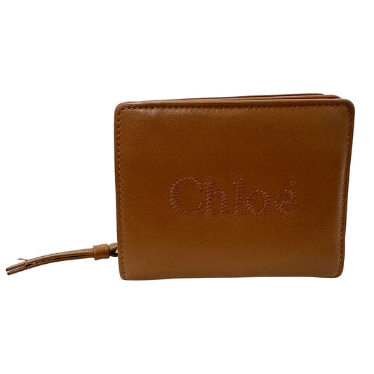 Chloe クロエ センス 二つ折り財布 ブラウン レザー レディース 【中古】