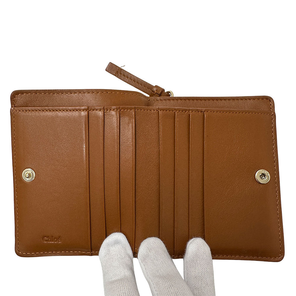 Chloe クロエ センス 二つ折り財布 ブラウン レザー レディース 【中古】
