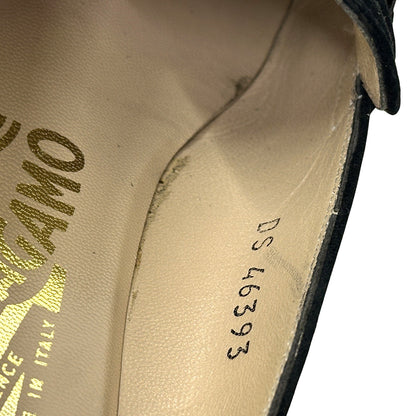 Ferragamo フェラガモ ローファー ダブルガンチーニ ブラック ゴールド金具 スエード レディース 【中古】