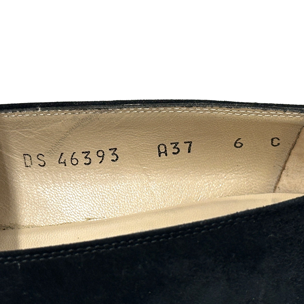 Ferragamo フェラガモ ローファー ダブルガンチーニ ブラック ゴールド金具 スエード レディース 【中古】
