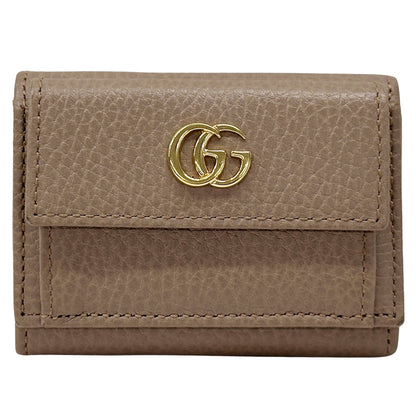 GUCCI グッチ コンパクトウォレット 三つ折り財布 プチマーモント GGマーモント ピンク 523277 レザー レディース 【中古】