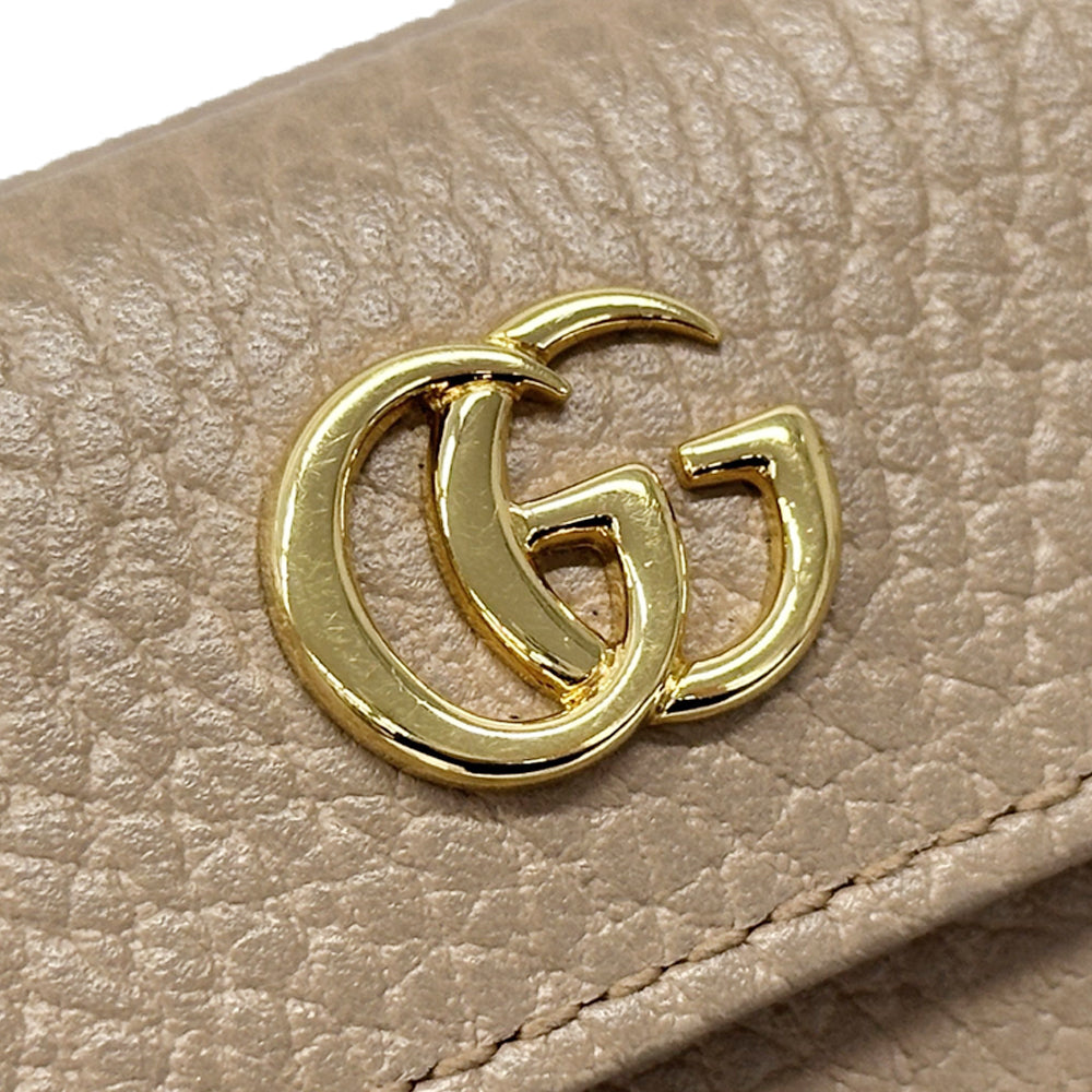 GUCCI グッチ コンパクトウォレット 三つ折り財布 プチマーモント GGマーモント ピンク 523277 レザー レディース 【中古】