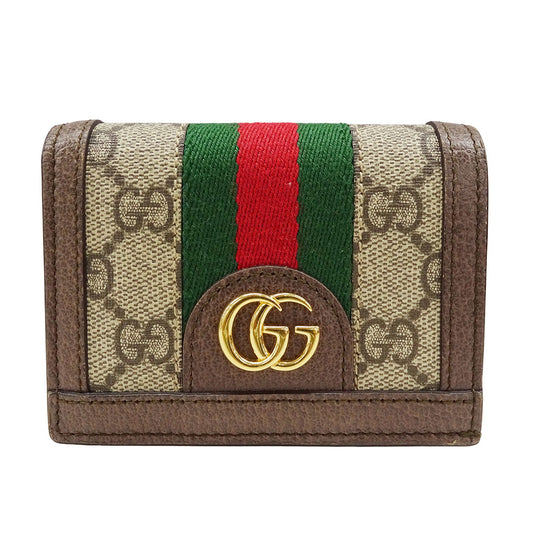 GUCCI グッチ GGカードケース ウォレット コインケース オフィディア ベージュ 523155 GGスプリームキャンバス レディース 【中古】
