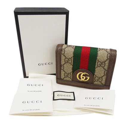 GUCCI グッチ GGカードケース ウォレット コインケース オフィディア ベージュ 523155 GGスプリームキャンバス レディース 【中古】