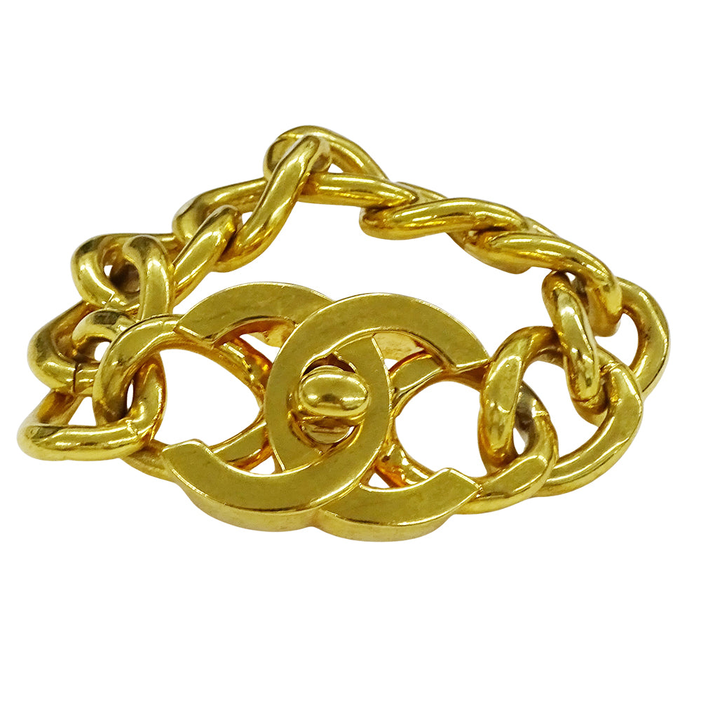 CHANEL シャネル ターンロック ブレスレット GP ゴールド レディース 【中古】