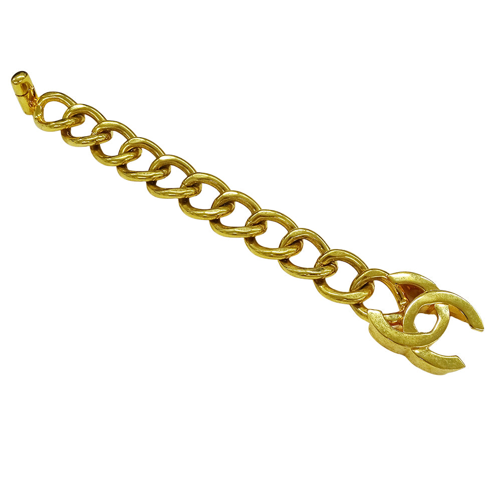 CHANEL シャネル ターンロック ブレスレット GP ゴールド レディース 【中古】