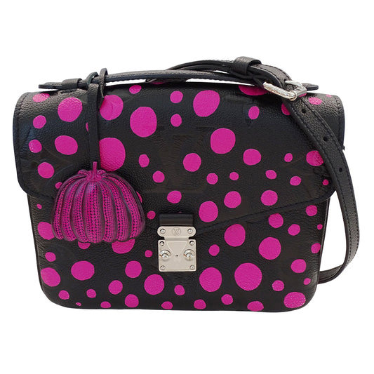 LOUIS VUITTON ルイ・ヴィトン LV×YK ポシェット･メティスMM ショルダーバッグ 草間彌生 ブラック ピンク M46420 モノグラムアンプラント レディース 【中古】