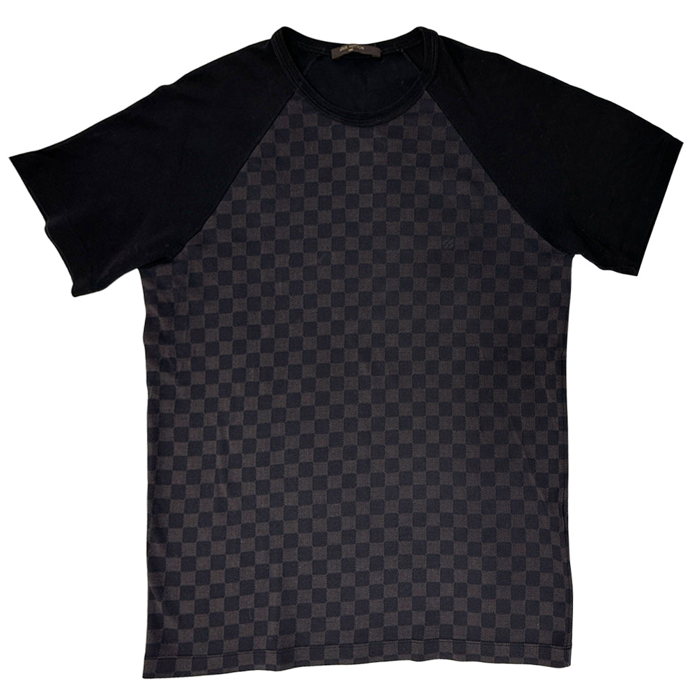 LOUIS VUITTON ルイ・ヴィトン 半袖Ｔシャツ ダミエ ブラック ブラウン コットン メンズ 【中古】