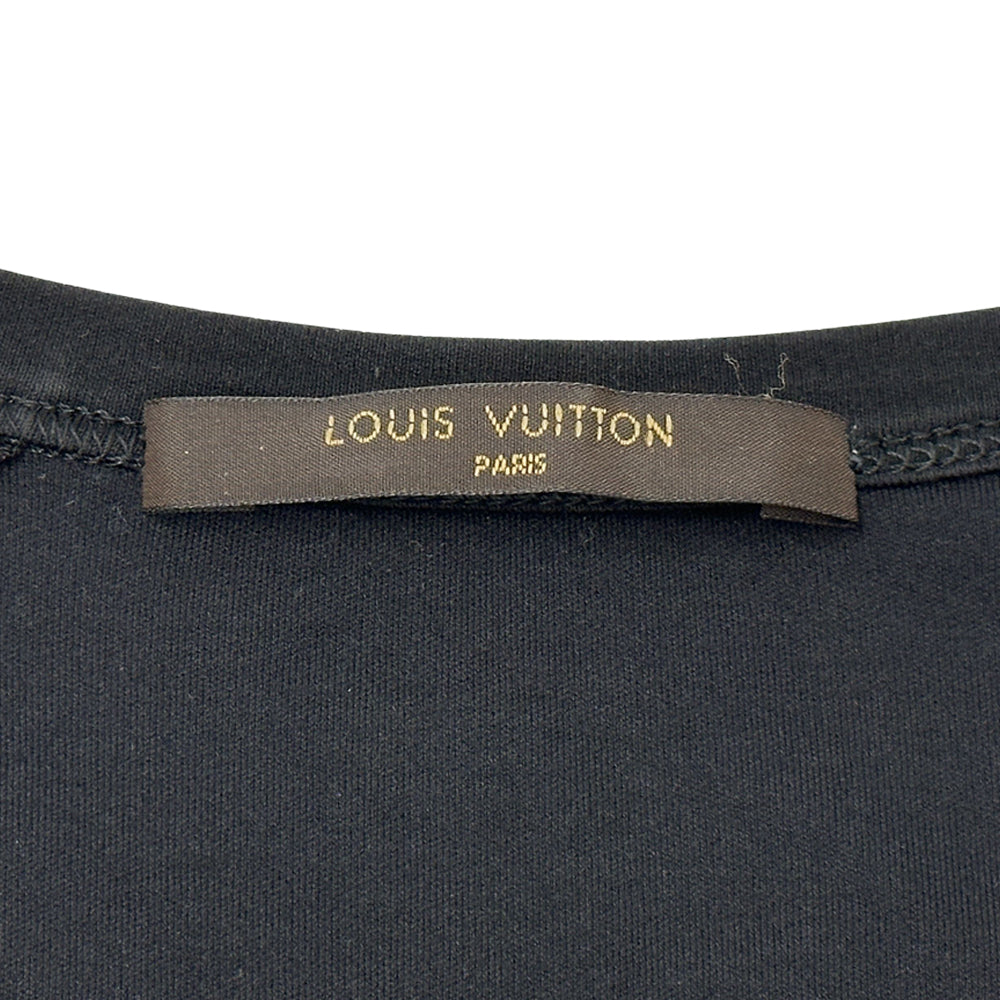 LOUIS VUITTON ルイ・ヴィトン 半袖Ｔシャツ ダミエ ブラック ブラウン コットン メンズ 【中古】