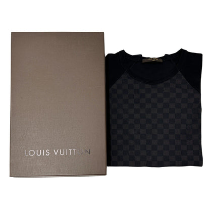 LOUIS VUITTON ルイ・ヴィトン 半袖Ｔシャツ ダミエ ブラック ブラウン コットン メンズ 【中古】
