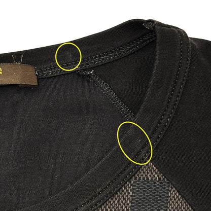 LOUIS VUITTON ルイ・ヴィトン 半袖Ｔシャツ ダミエ ブラック ブラウン コットン メンズ 【中古】