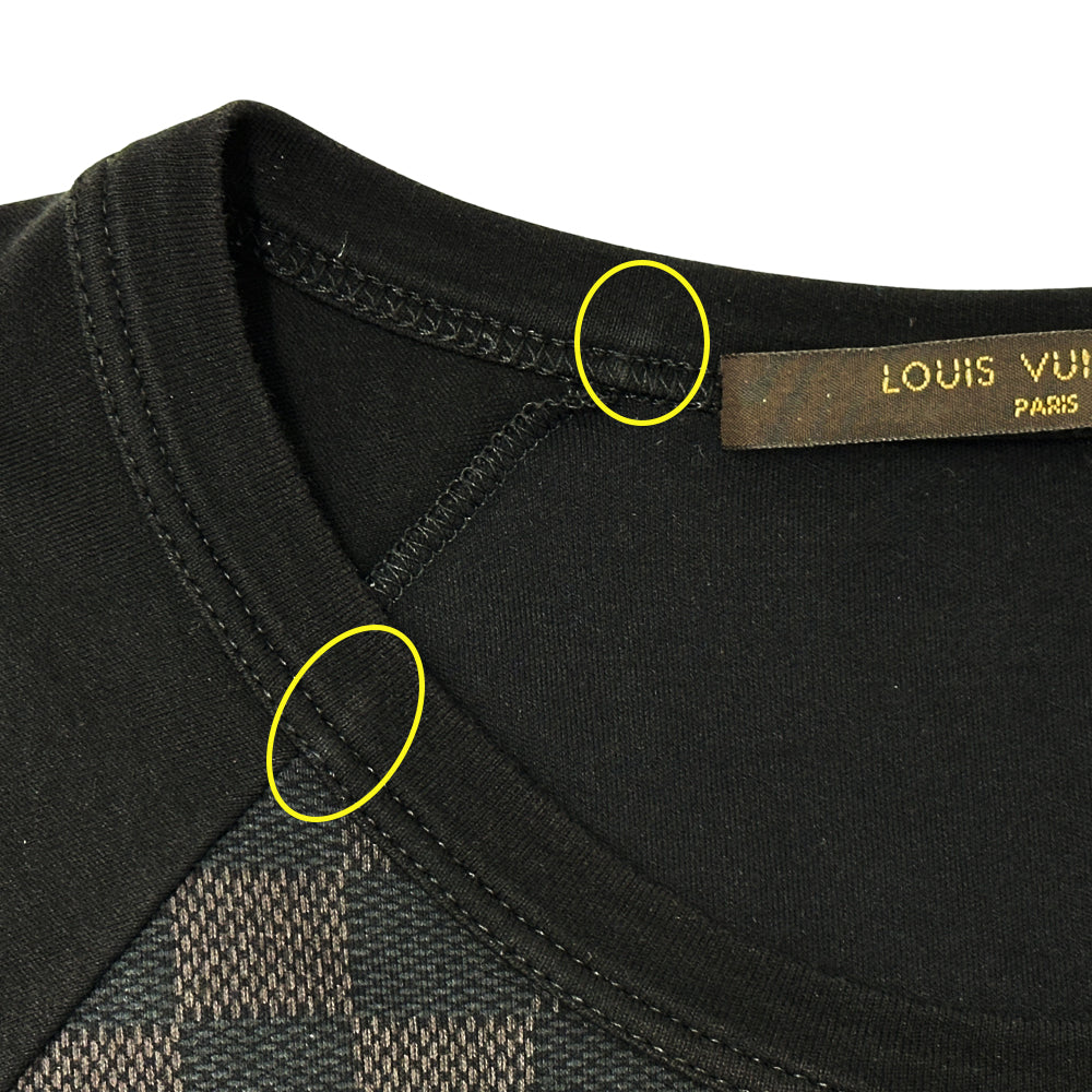 LOUIS VUITTON ルイ・ヴィトン 半袖Ｔシャツ ダミエ ブラック ブラウン コットン メンズ 【中古】