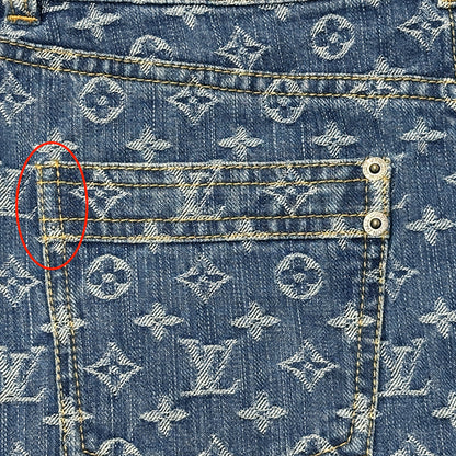 LOUIS VUITTON ルイ・ヴィトン ミニスカート スカート モノグラム デニム ブルー ホワイト コットン レディース 【中古】